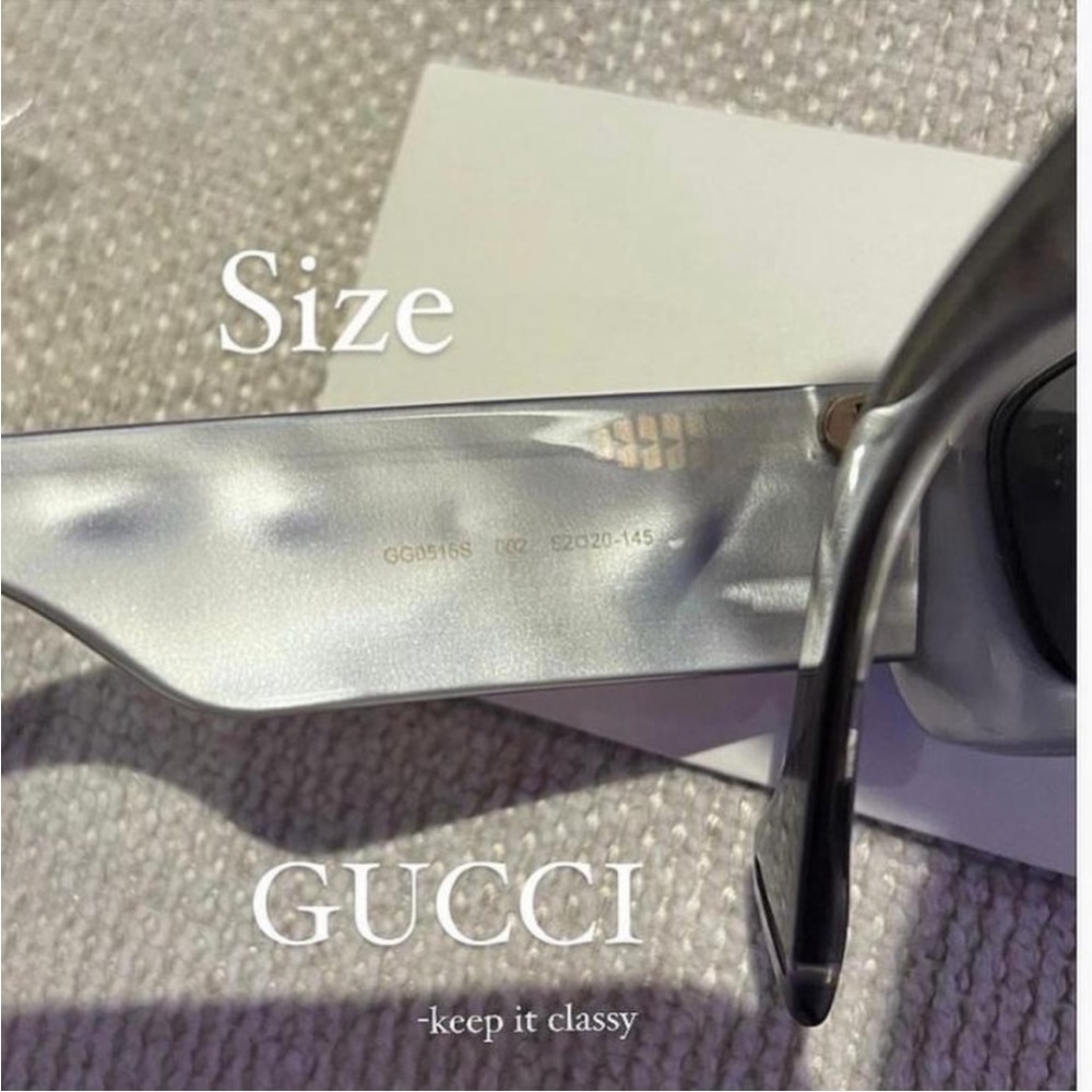 New GUCCI Monochromatic Rectangle Sunglasses w/ Interlocking G Temples - Picture 10 of 14